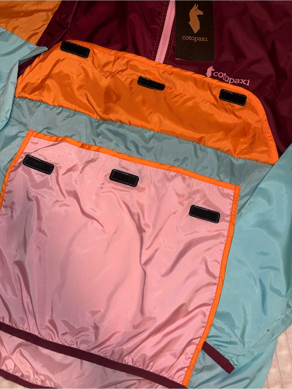 cotopaxi Multicolor Windbreaker Jacket - Orange, Teal, Maroon, Pink - Picture 2 of 5